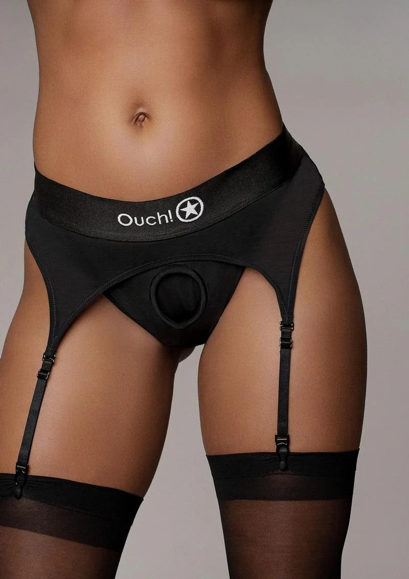 Ouch! Vibrating Strap-On Thong with Adjustable Garters Rechargeable - Image 5