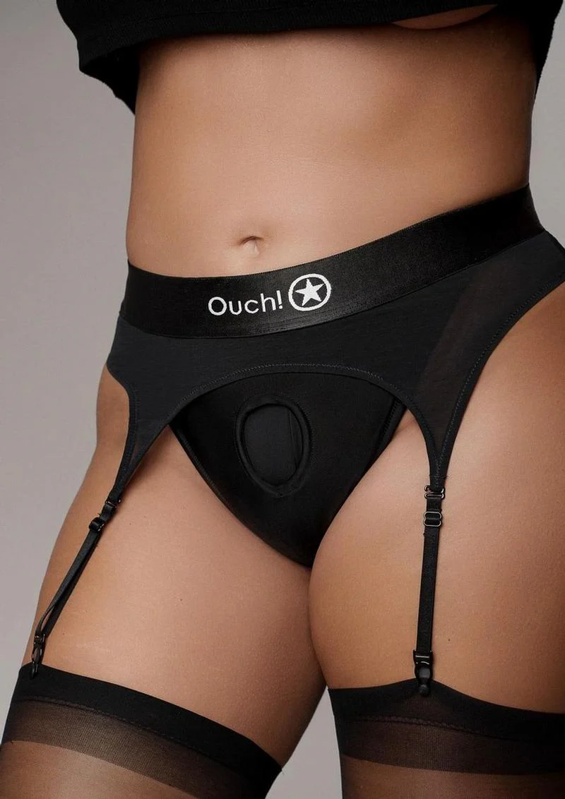 Ouch! Vibrating Strap-On Thong with Adjustable Garters Rechargeable - Image 8
