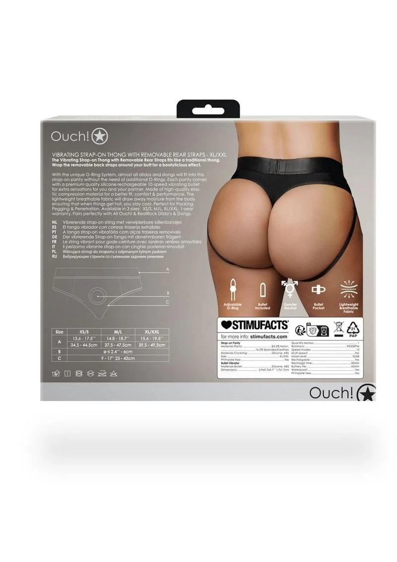 Ouch! Vibrating Strap-On Thong with Removable Butt Straps Rechargeable - Image 10