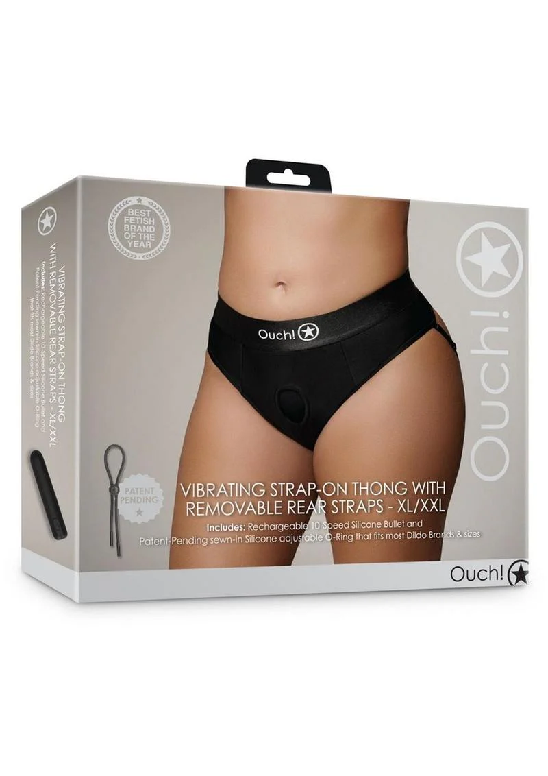 Ouch! Vibrating Strap-On Thong with Removable Butt Straps Rechargeable - Image 12
