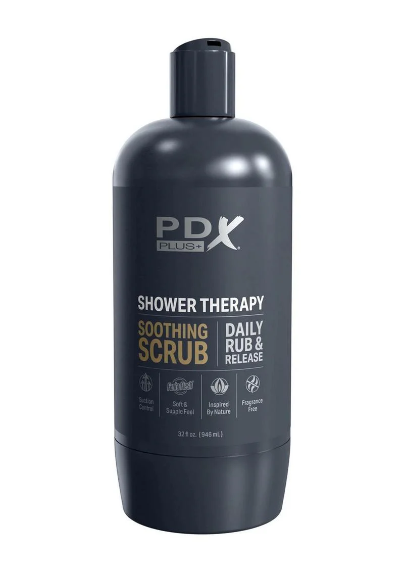 Pdx Plus Shower Therapy Soothing Scrub Discreet Stroker - Chocolate - Image 3