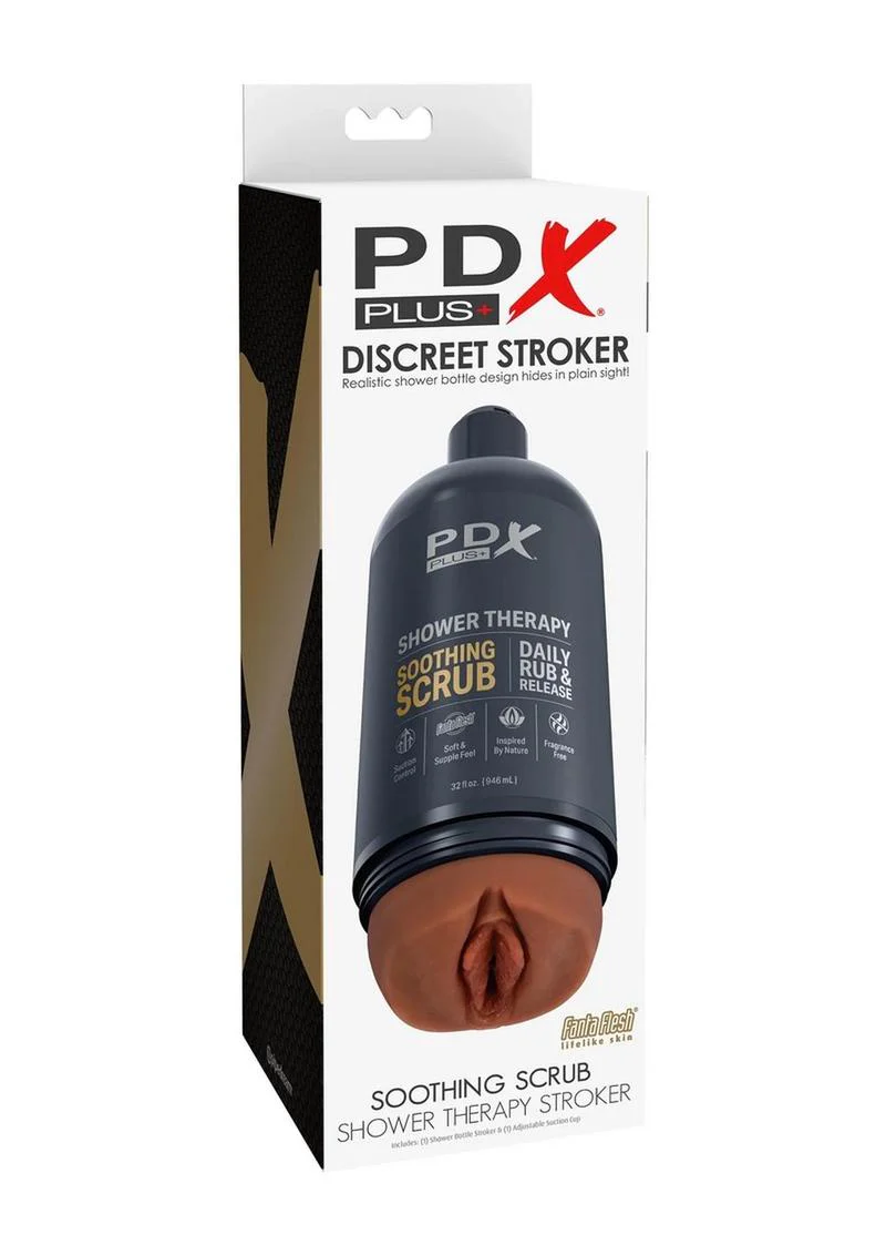 Pdx Plus Shower Therapy Soothing Scrub Discreet Stroker - Chocolate - Image 4