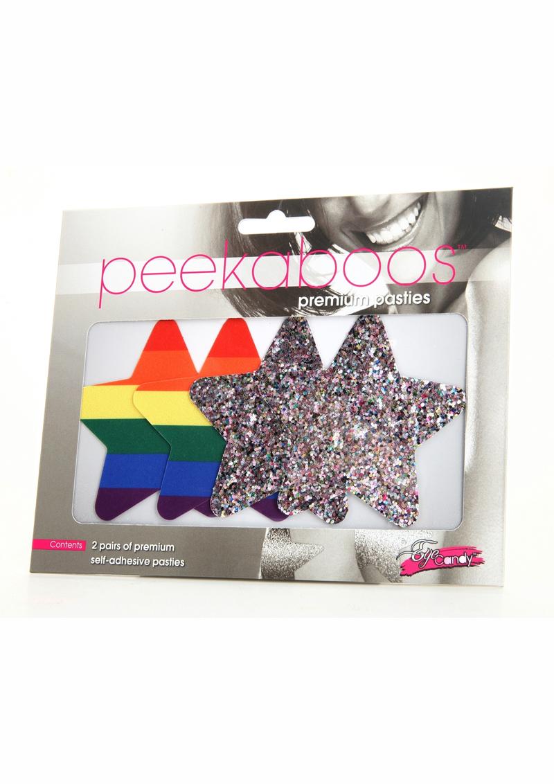 Peekaboo Pride Rainbow Glitter Stars Pasties - Image 3