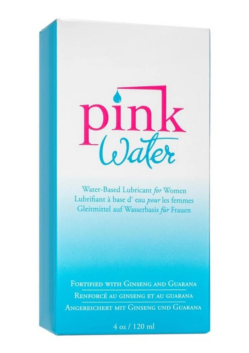 Pink Water 4oz Glass Bottle Water Based Lubricant with Pump - Image 2