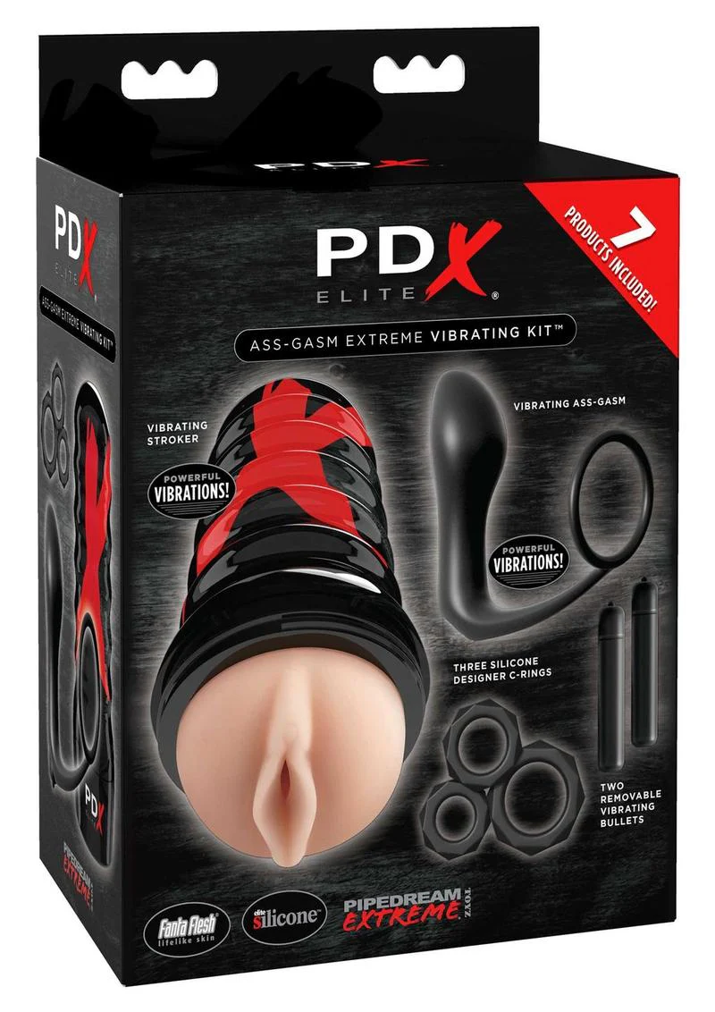 Pipedream Extreme Elite Ass-Gasm Vibrating Kit Masturbator with Bullets - Pussy - Image 2