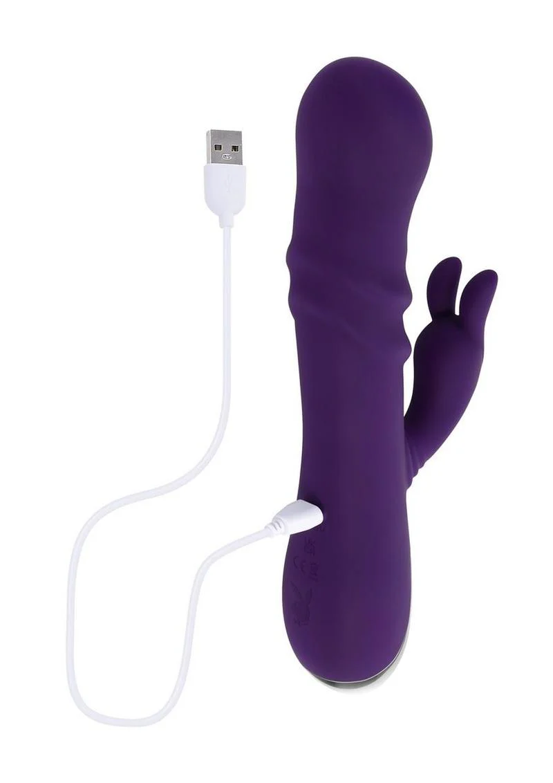 Playboy Bunny Punch Rechargeable Silicone Rabbit Vibrator with Twirly G-Spot Head - Image 4