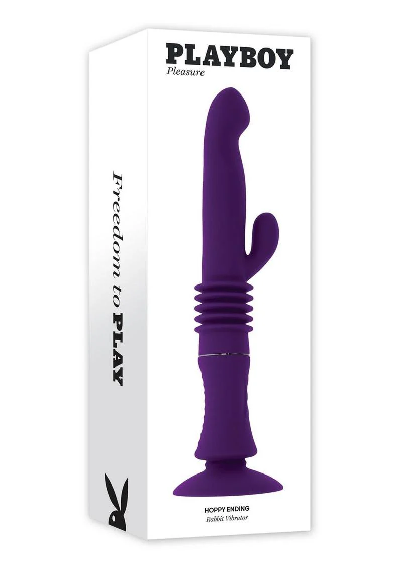 Playboy Happy Ending Rechargeable Silicone Thrusting Rabbit Vibrator - Image 2