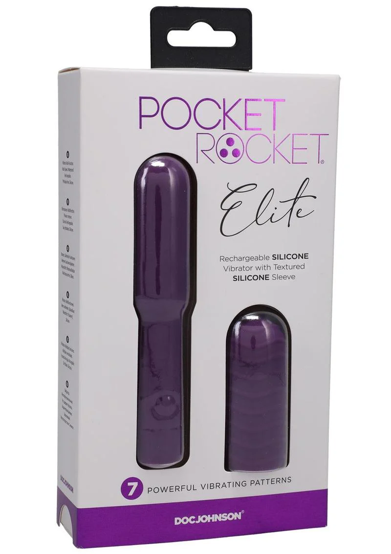 Pocket Rocket Elite Silicone Rechargeable Mini Vibrator with Removable Sleeve - Image 4