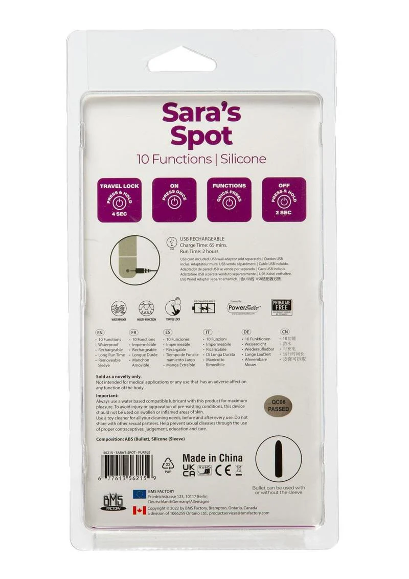Powerbullet Sara's Spot 10 Function Rechargeable Silicone Vibrating Bullet - Image 5