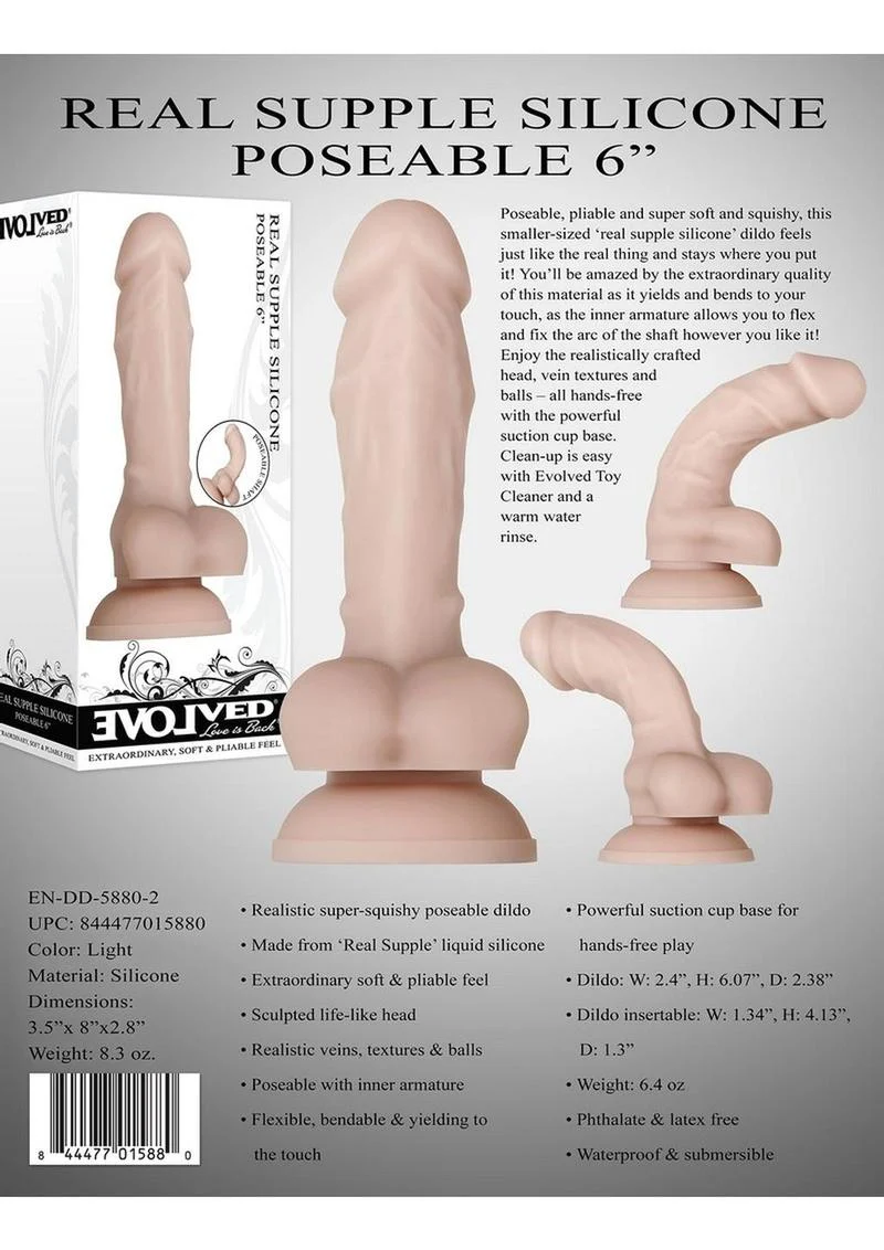 Real Supple Poseable Silicone Dildo with Balls - Image 3