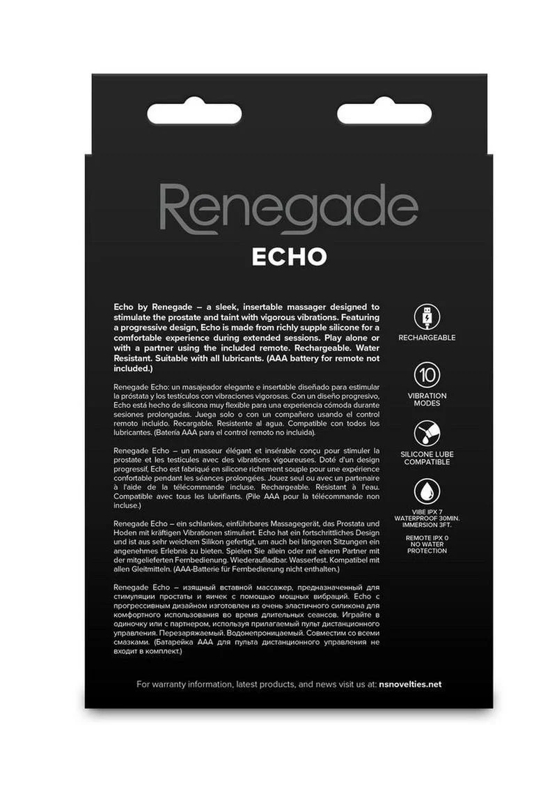 Renegade Echo Rechargeable Silicone Prostate Massager with Remote Control - Image 4