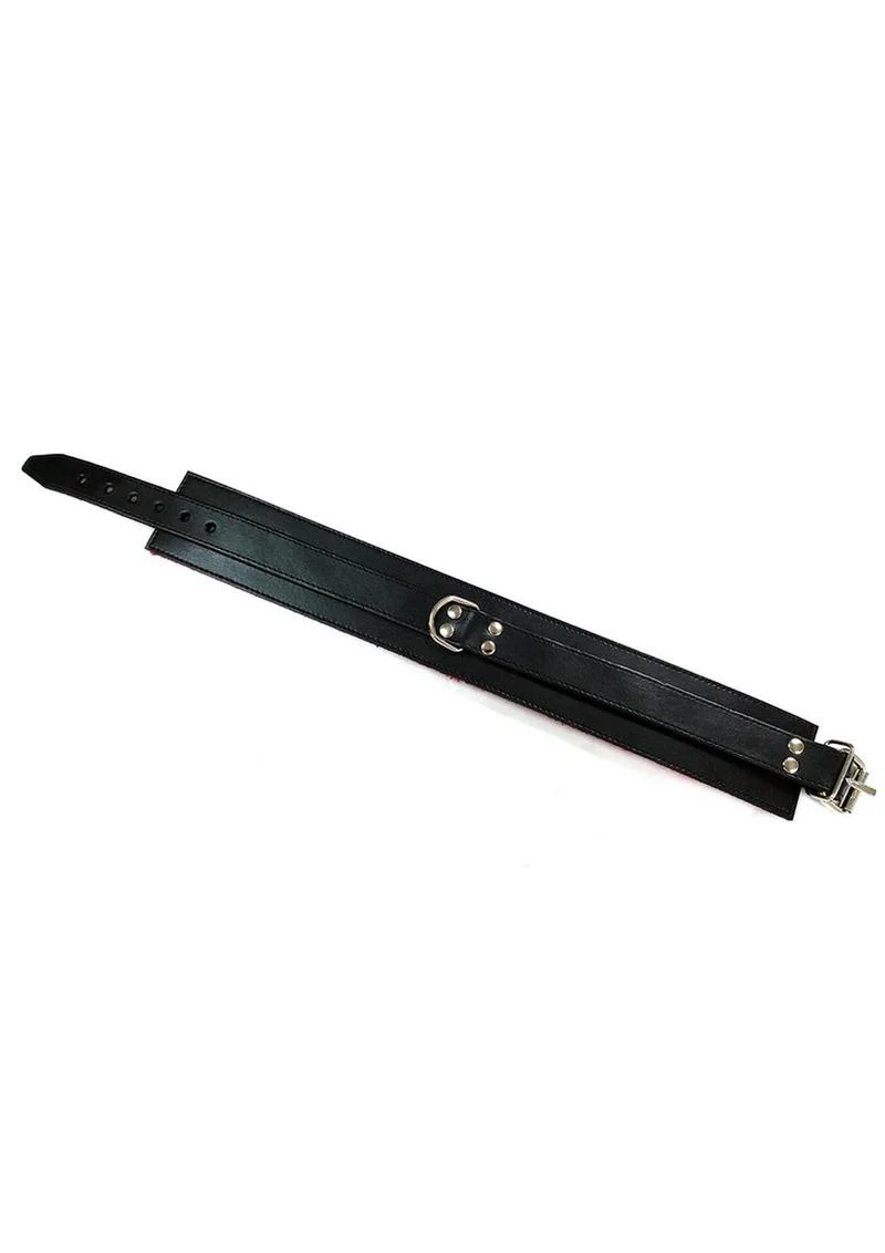 Rouge Leather Collar with Faux Fur Lining - Image 4