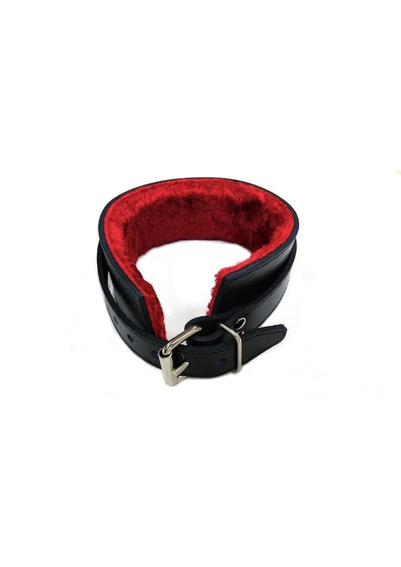 Rouge Leather Collar with Faux Fur Lining - Image 6