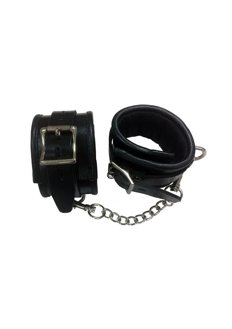 Rouge Padded Leather Adjustable Wrist Cuffs - Image 3