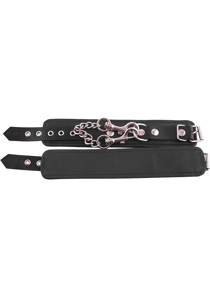 Rouge Plain Leather Adjustable Wrist Cuffs - Image 2