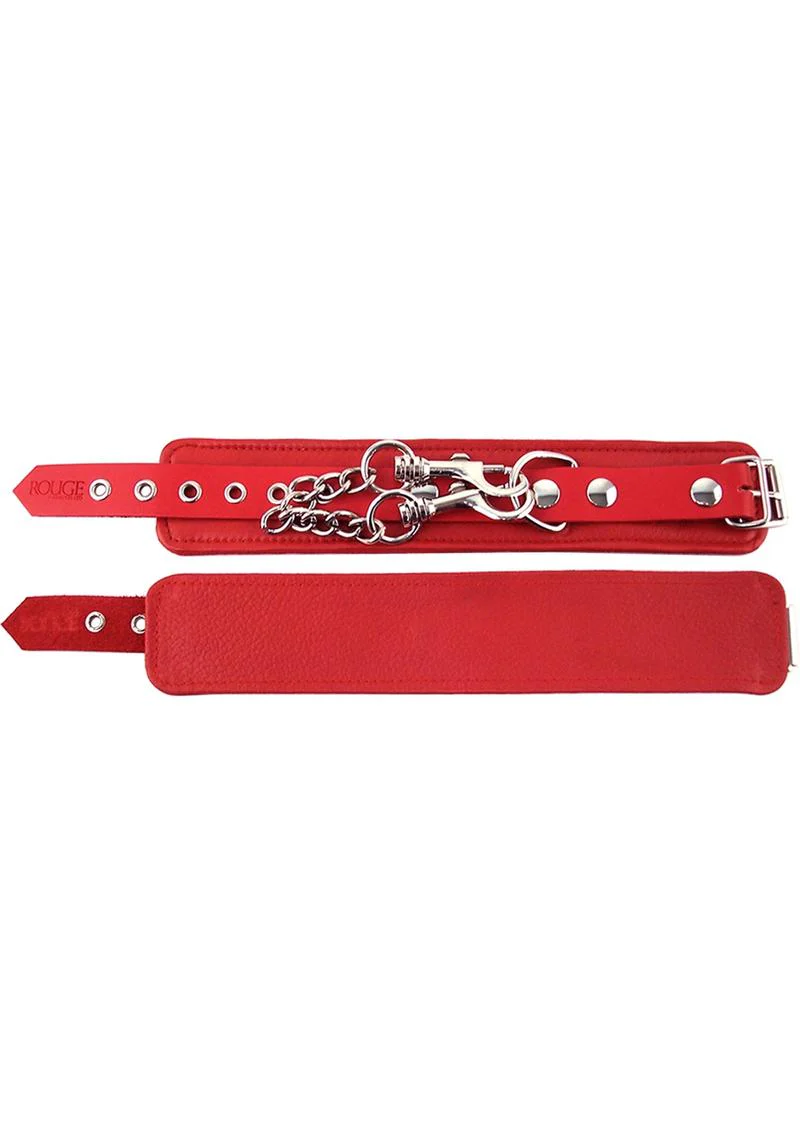 Rouge Plain Leather Adjustable Wrist Cuffs - Image 8