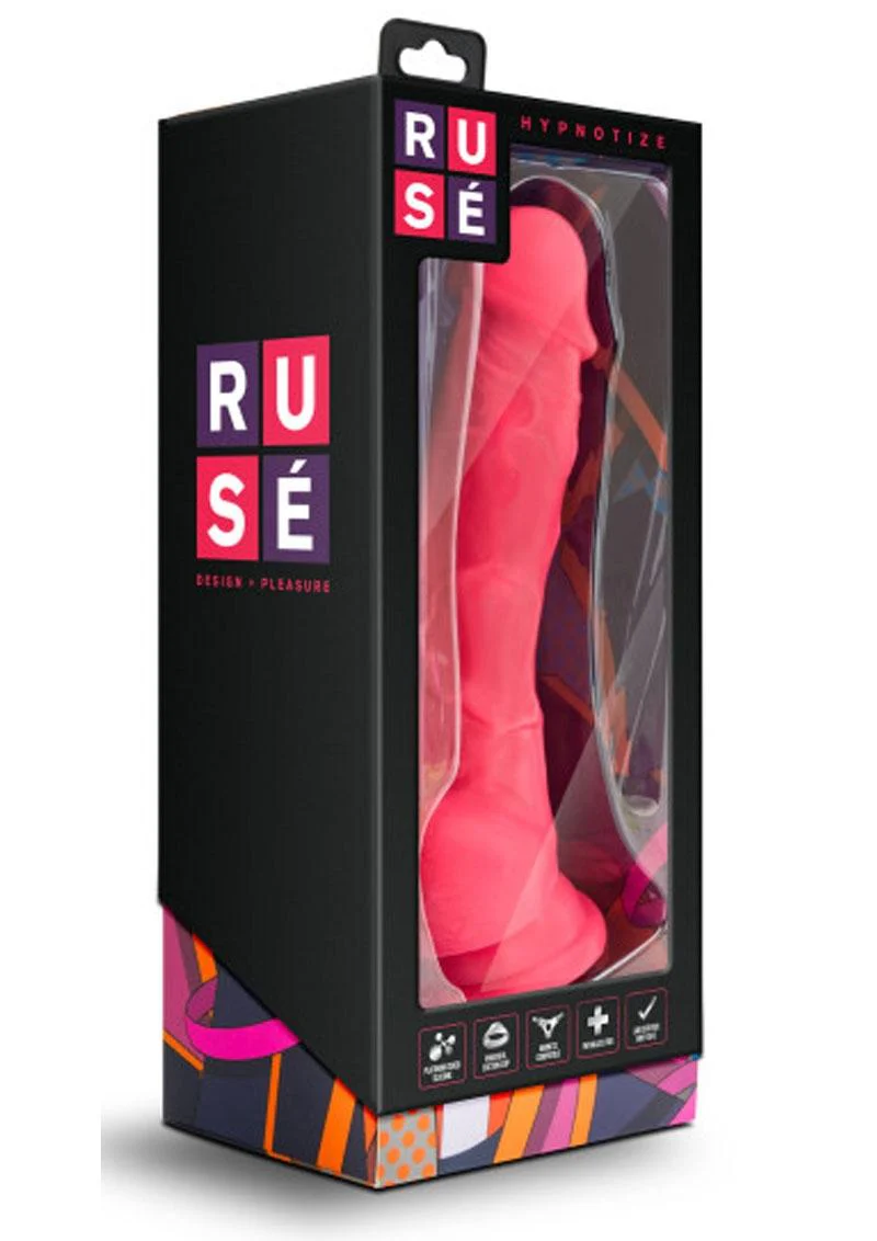 Ruse Hypnotize Silicone Dildo with Balls 7.5in - Cerise - Image 4