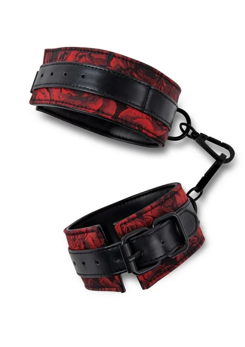 Secret Kisses Rosegasm Buckle Cuffs with Satin Blindfold - Image 2