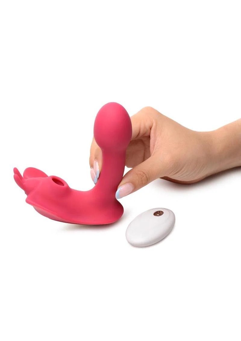 Shegasm Butterfy Tease Rechargeable Silicone 10x Clitoral Suction Stimulator with Remote Control - Image 4