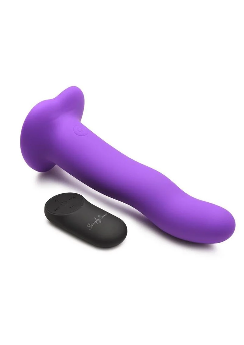 Simply Sweet 21x Vibrating Wavy Rechargeable Silicone Dildo with Remote - Image 2