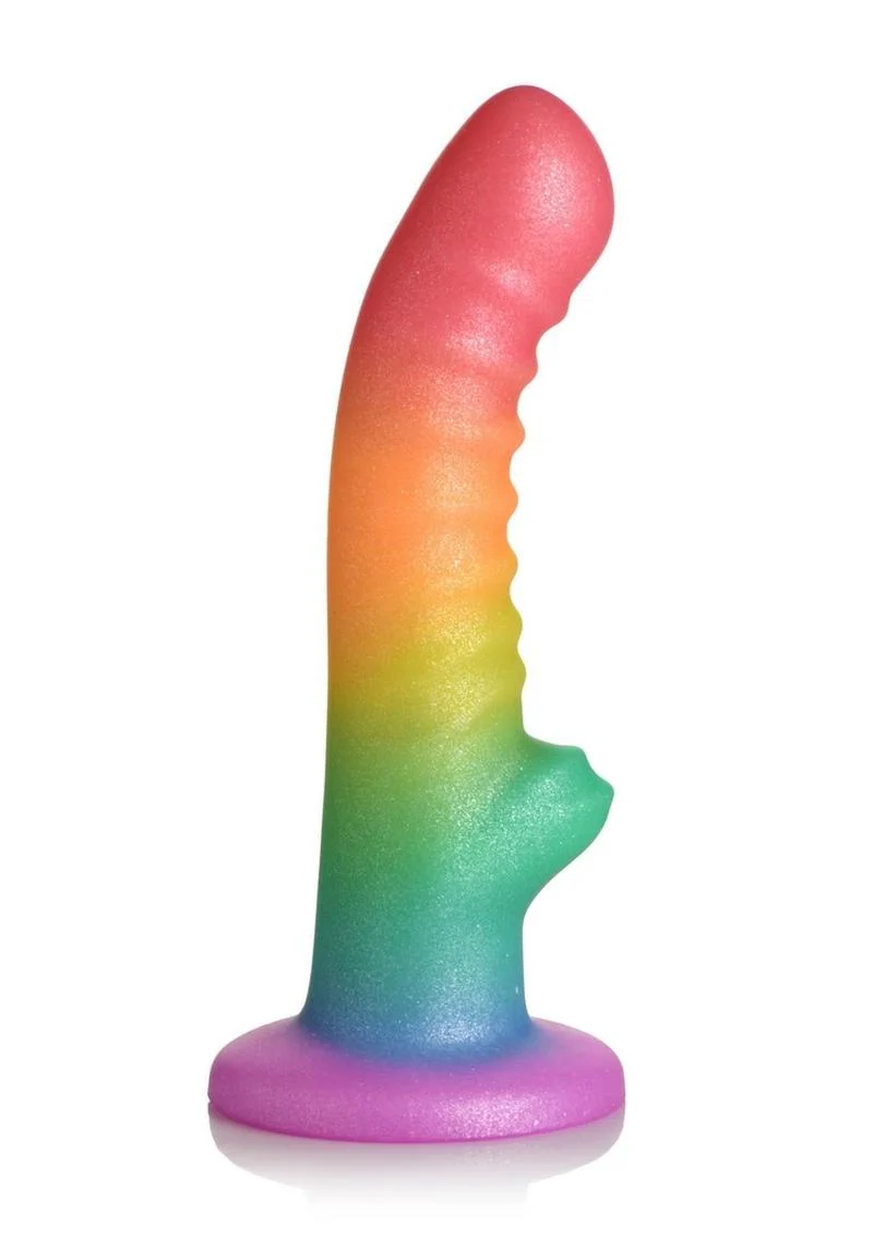 Simply Sweet Ribbed Silicone Rainbow Dildo - Image 3
