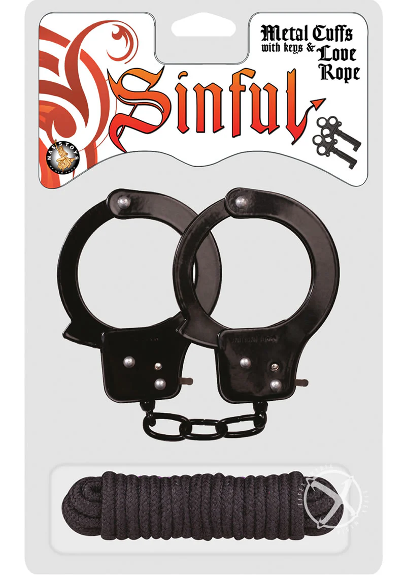 Sinful Metal Cuffs with Keys and Love Rope - Image 5