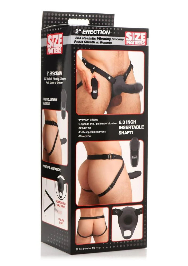 Size Matters 2 Erection 28x Realistic Vibrating Rechargeable Silicone Penis Sheath with Remote Control - Image 4
