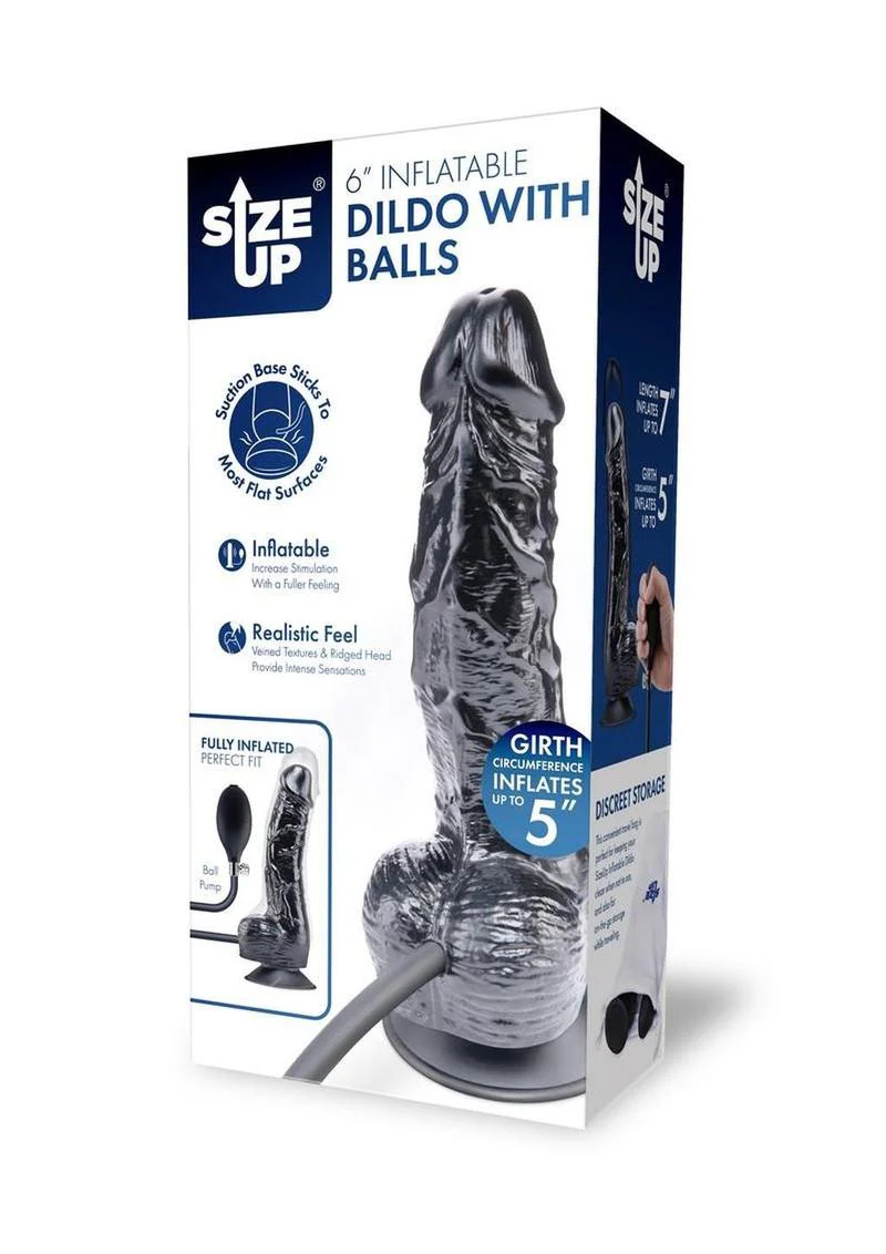 Size Up Ripple Inflatable Silicone Dildo with Balls - Image 2