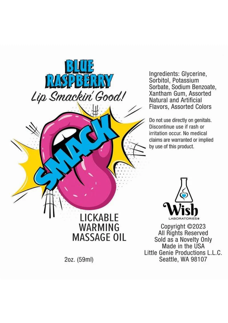 Smack Lickable Massage Oil 2oz - Blue Raspberry - Image 2