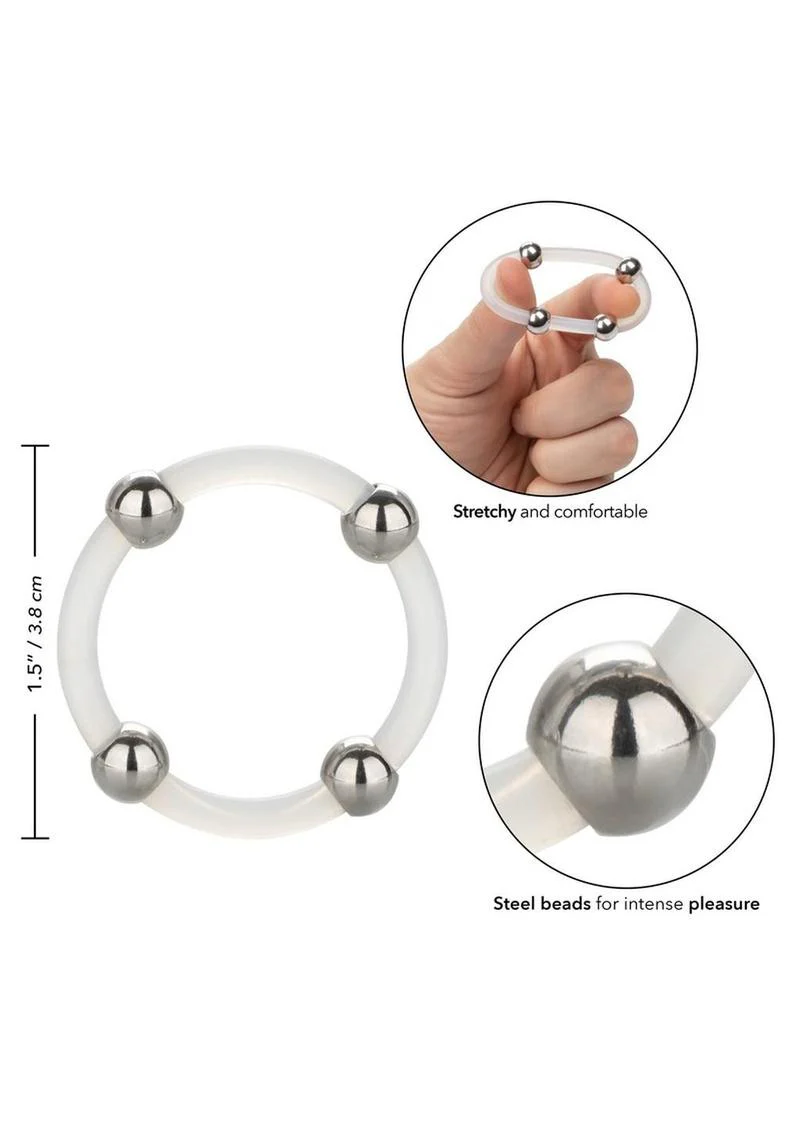 Steel Beaded Silicone Cock Ring - Image 3