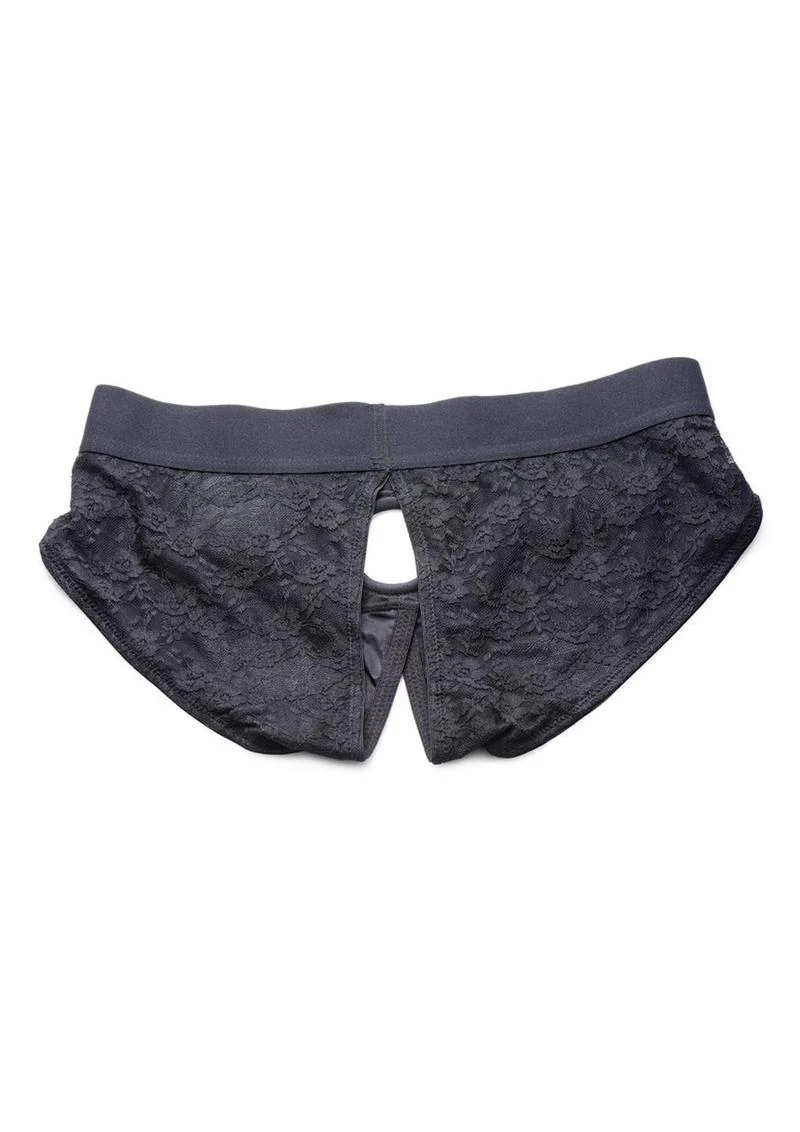 Strap U Lace Envy Black Crotchless Panty Harness - L/XL - Image 2