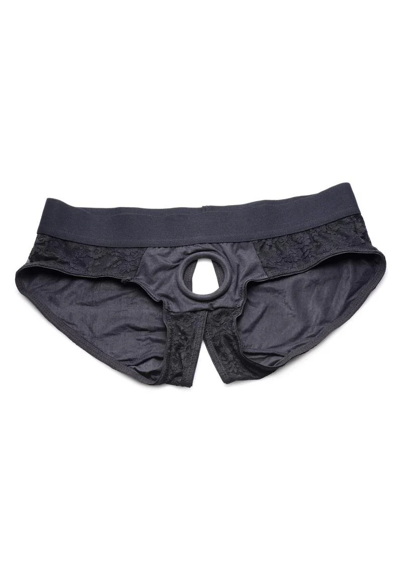 Strap U Lace Envy Black Crotchless Panty Harness - L/XL - Image 3