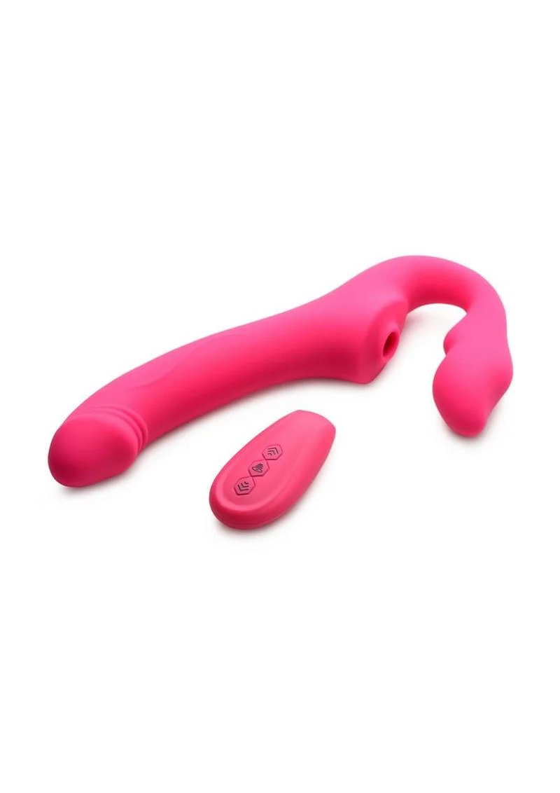Strap U Licking Vibrating Rechargeable Silicone Strapless Strap-On with Remote Control - Image 3