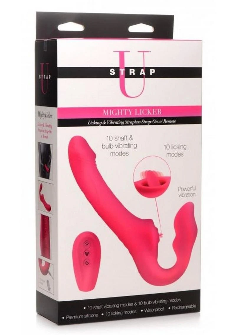 Strap U Licking Vibrating Rechargeable Silicone Strapless Strap-On with Remote Control - Image 4