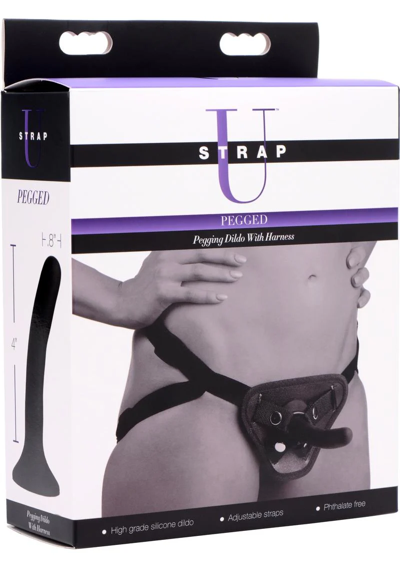 Strap U Pegged Pegging Silicone 5in Dildo with Harness - Image 2