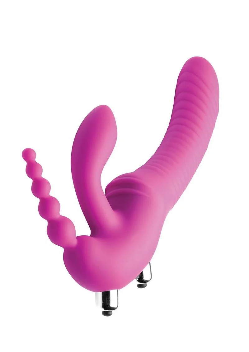 Strap U Regal Rider Vibrating Silicone Strapless Strap-On Triple G 6in Dildo - Image 2