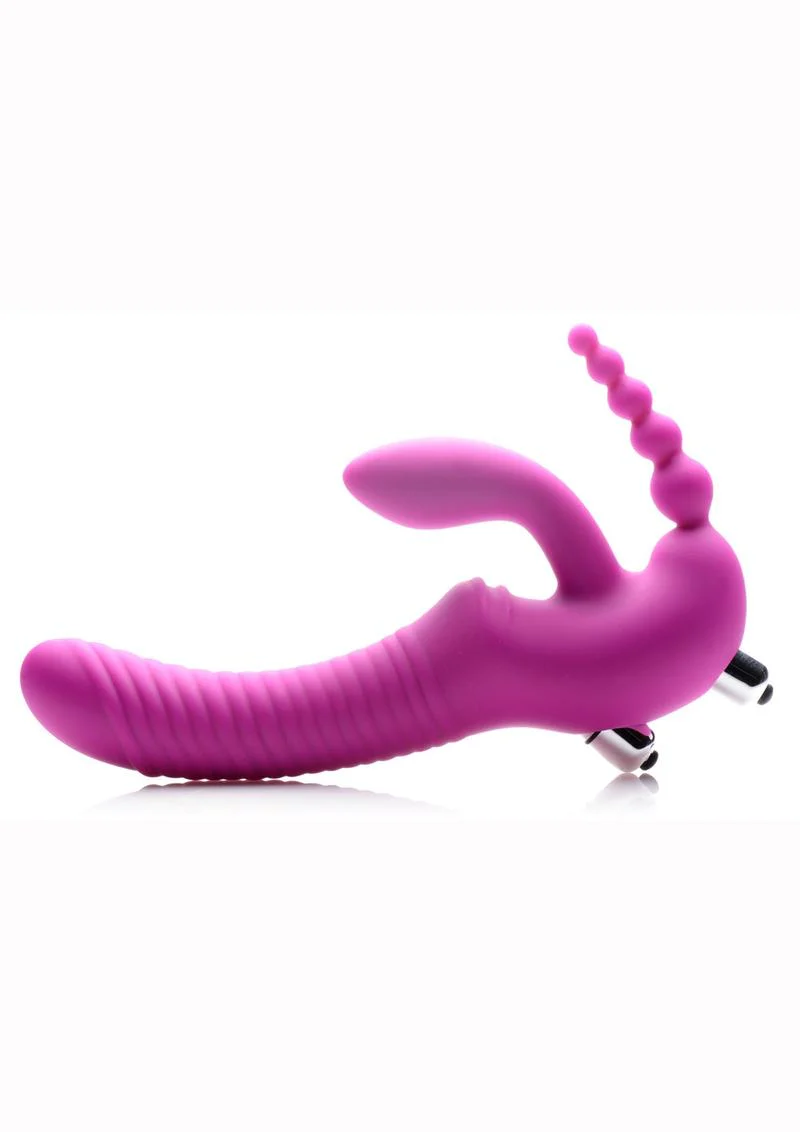 Strap U Regal Rider Vibrating Silicone Strapless Strap-On Triple G 6in Dildo - Image 4