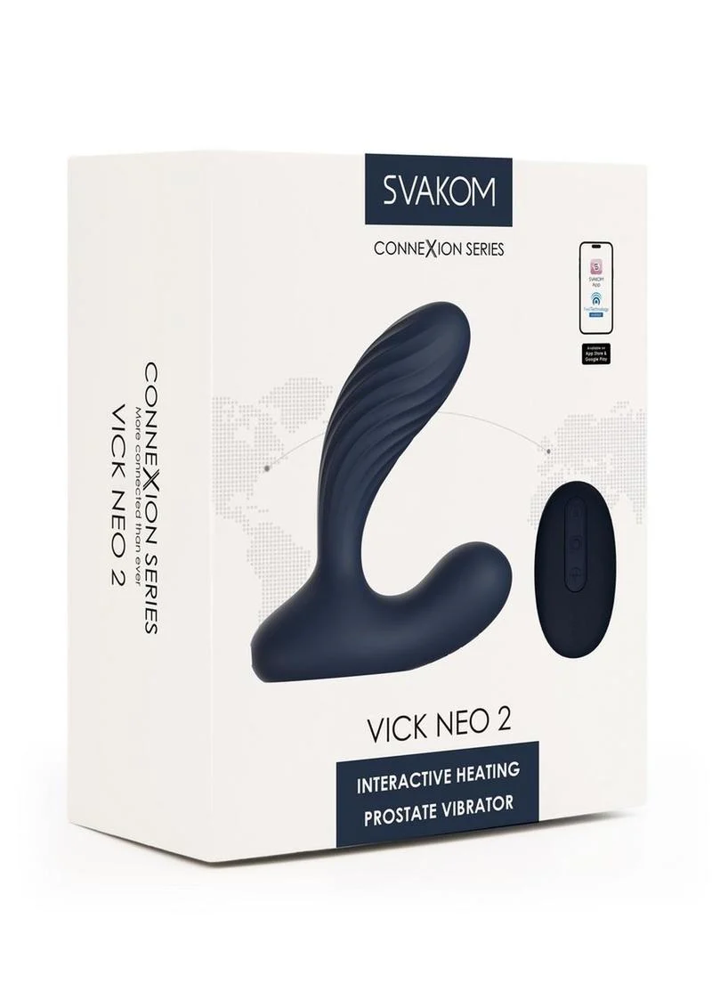 Svakom Vick Neo 2 App Compatible Rechargeable Silicone Warming Dual Stimulating Prostate Vibrator with Remote Control - Image 2