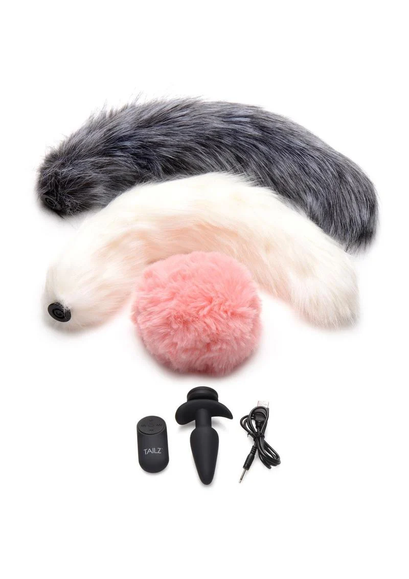 Tailz Vibrating Rechargeable Silicone Anal Plug and 3 Tails with Remote Control - Image 2