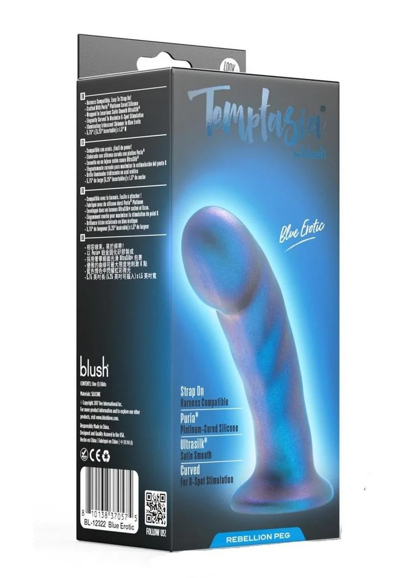 Temptasia Rebellion Peg Silicone Dildo - Blue Erotic - Image 2