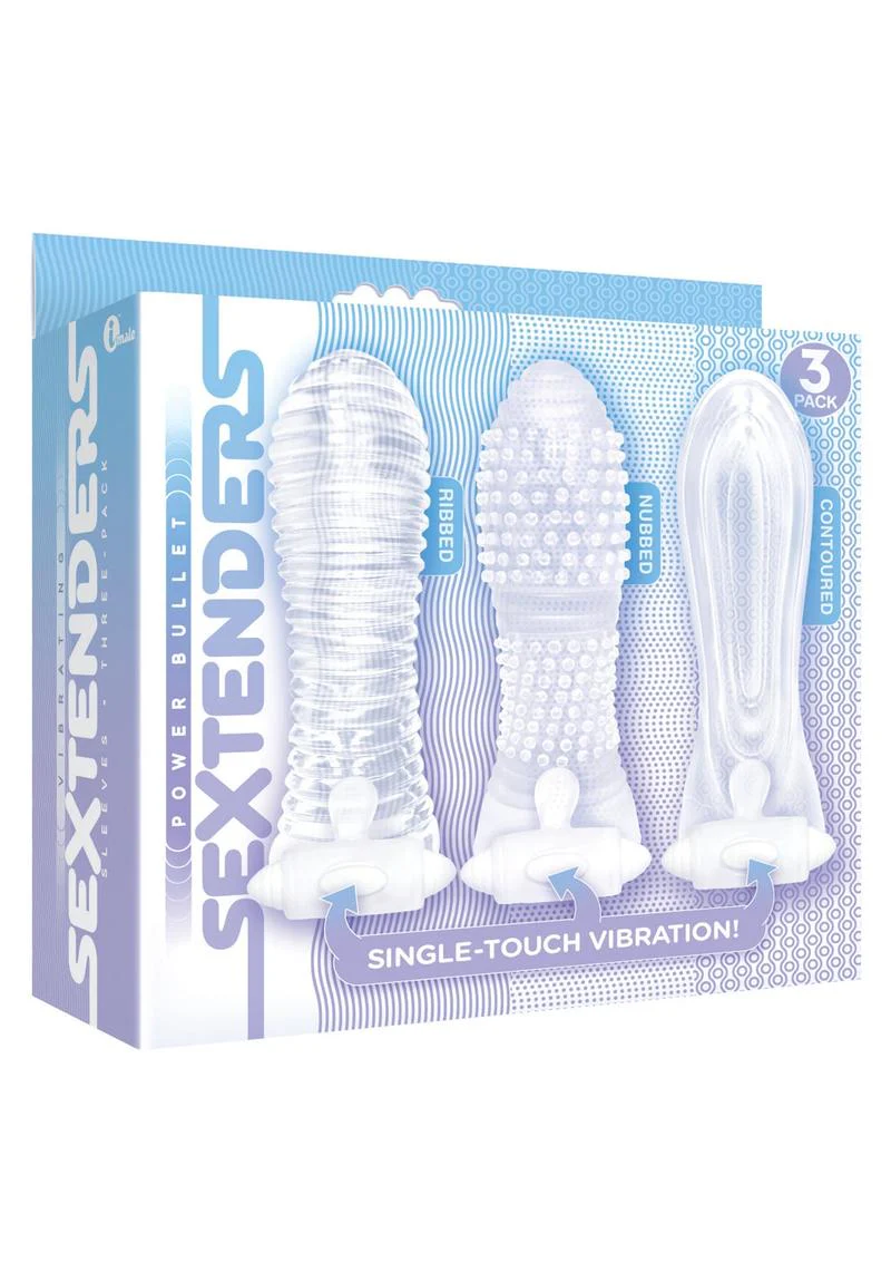The 9's - Vibrating Sextenders, 3-Pack, Nubbed, Contoured, Ribbed