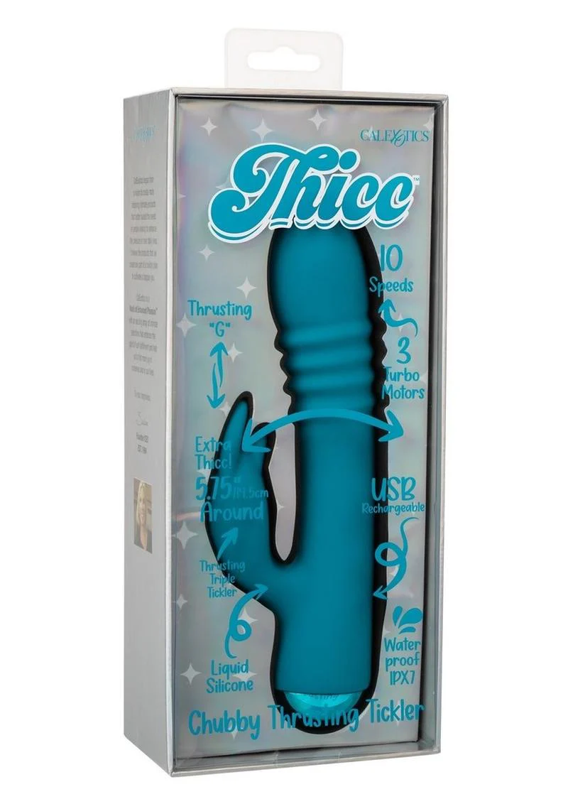 Thicc Chubby Thrusting Tickler Rechargeable Silicone Rabbit Vibrator - Image 2