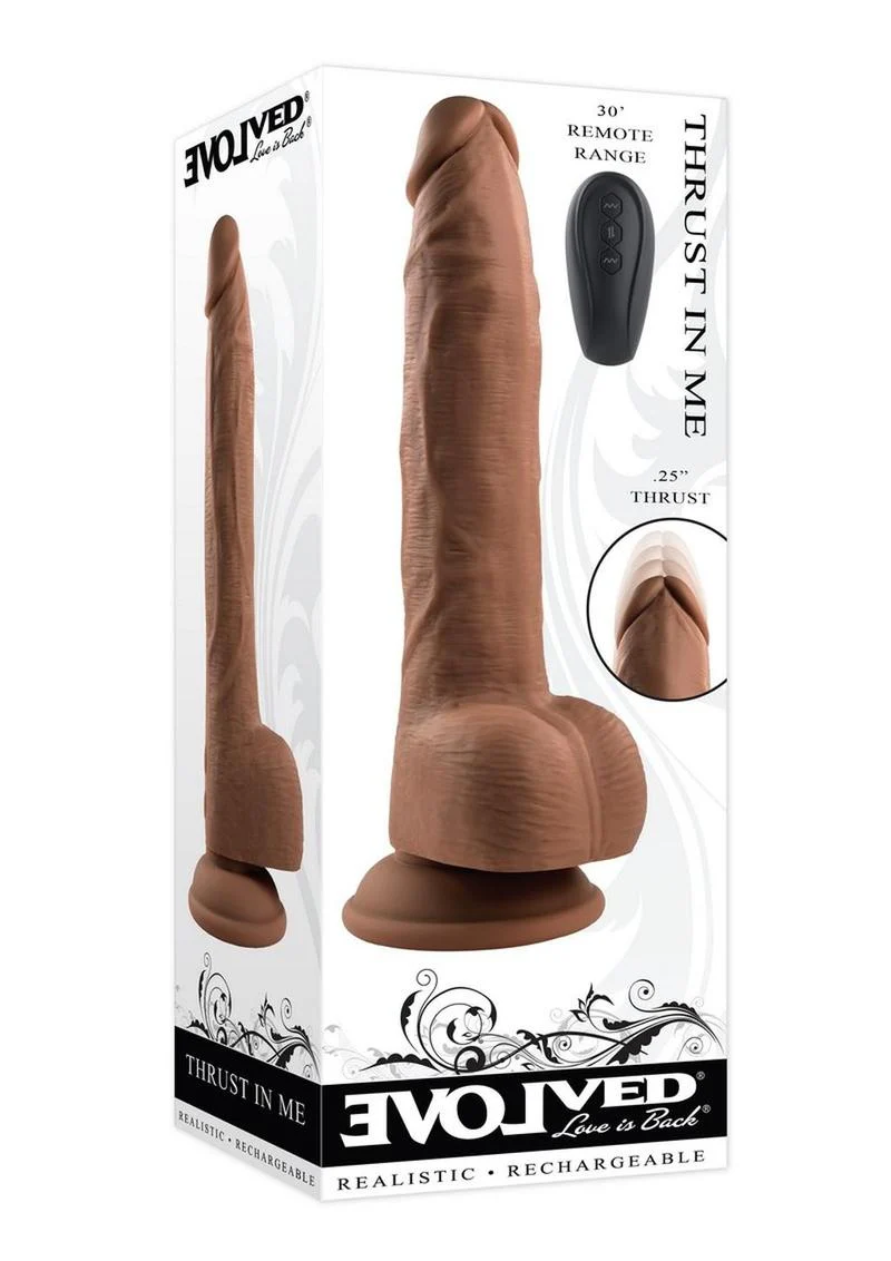 Thrust In Me Rechargeable Silicone Thrusting Vibrating Realistic Dong with Remote Control - Image 3