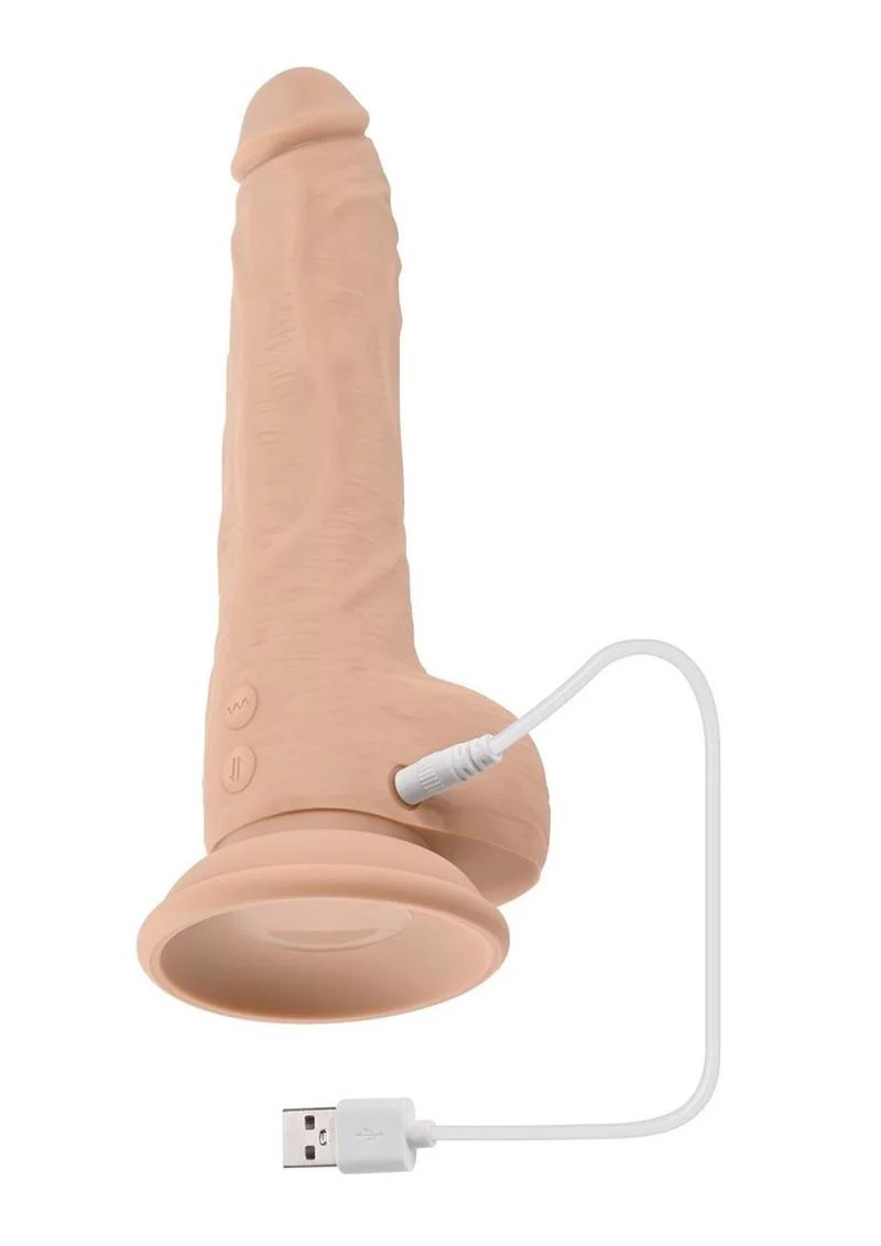 Thrust In Me Rechargeable Silicone Thrusting Vibrating Realistic Dong with Remote Control - Image 5