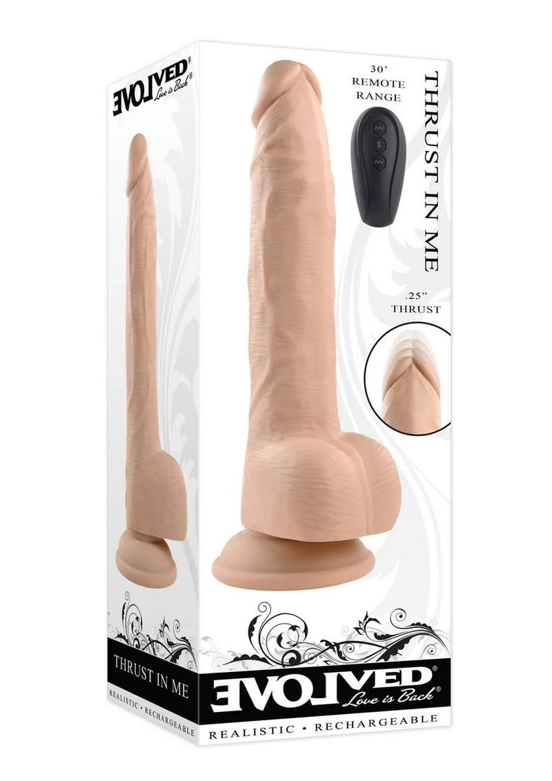 Thrust In Me Rechargeable Silicone Thrusting Vibrating Realistic Dong with Remote Control - Image 7