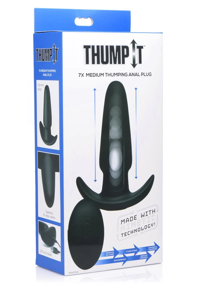 Thump-It Rechargeable Silicone Thumping Anal Plug with Remote Control - Image 2