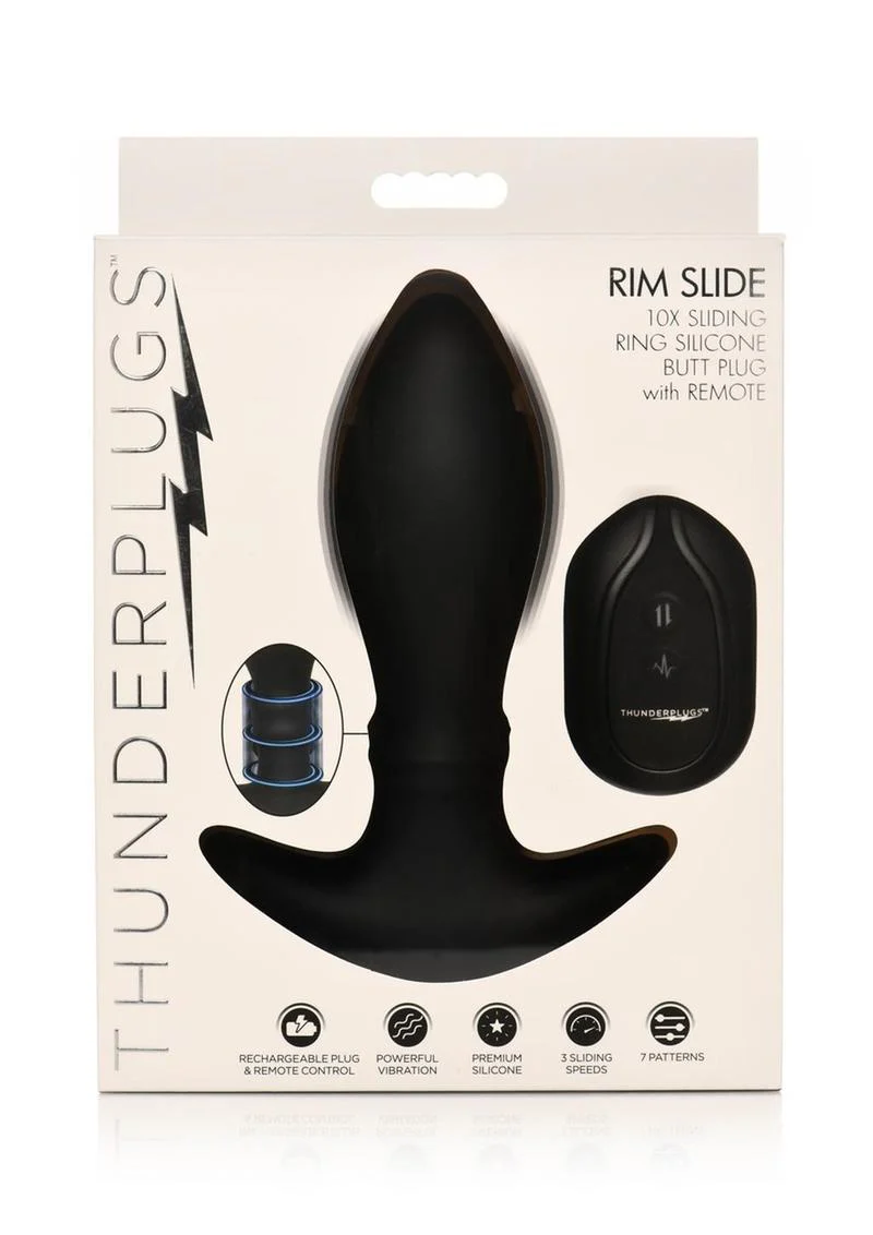 Thunder Plugs Rim Slide 7x Sliding Ring Silicone Rechargeable Butt Plug with Remote Control - Image 2