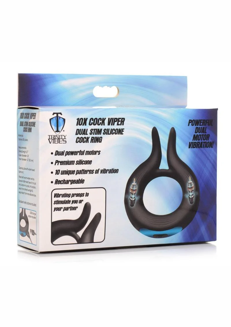 Trinity Men 10x Cock Viper Dual Stimulating Rechargeable Silicone Cock Ring - Image 3