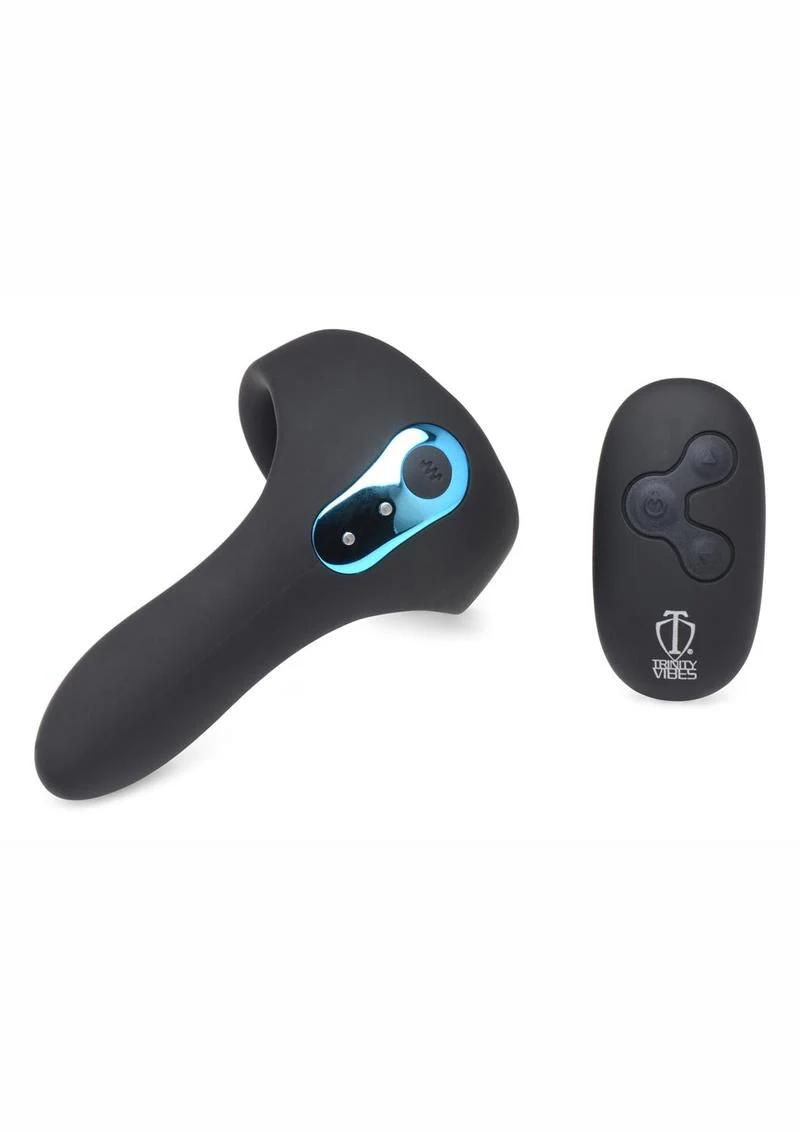 Trinity Men 7x Rechargeable Silicone Cock Ring with Taint Stimulator and Remote Control - Image 2