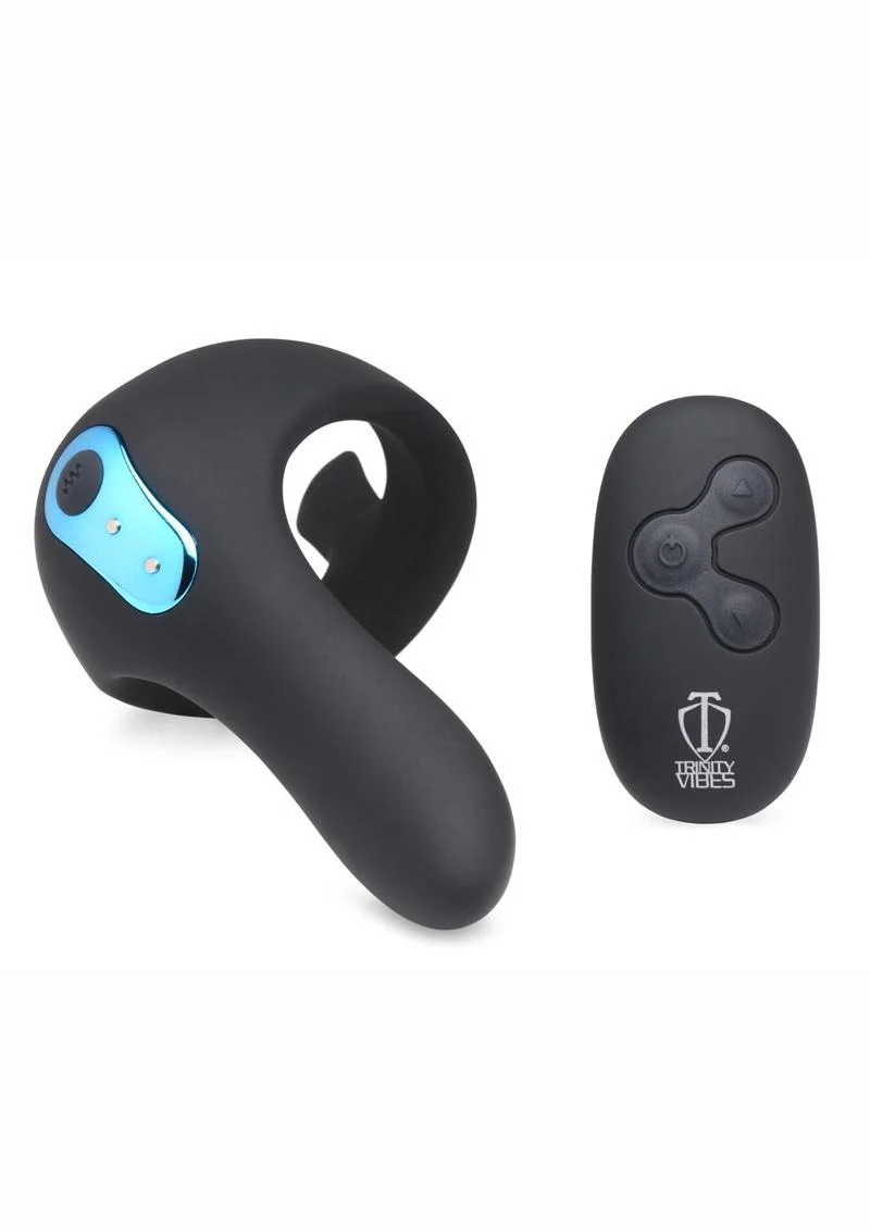 Trinity Men 7x Rechargeable Silicone Cock Ring with Taint Stimulator and Remote Control - Image 3